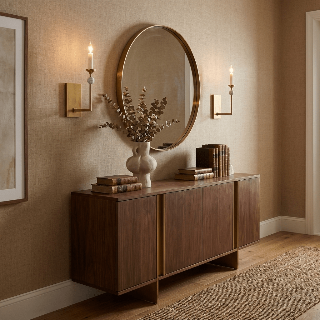 Wall Light in Metal with Marble Spheres, Candle-Style Sconce