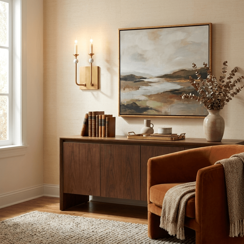 Wall Light in Metal with Marble Spheres, Candle-Style Sconce