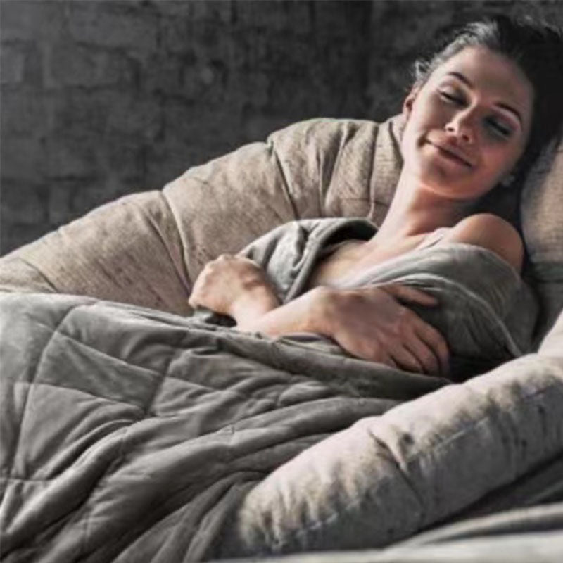 Weighted Blanket in Soft Flannel Plush with Check Quilting